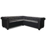 NNEVL Chesterfield Corner Sofa 5-Seater Artificial Leather Black