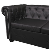 NNEVL Chesterfield Corner Sofa 5-Seater Artificial Leather Black