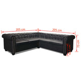 NNEVL Chesterfield Corner Sofa 5-Seater Artificial Leather Black
