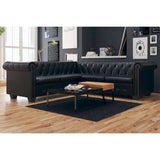 NNEVL Chesterfield Corner Sofa 5-Seater Artificial Leather Black