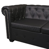 NNEVL Chesterfield Corner Sofa 6-Seater Artificial Leather Black