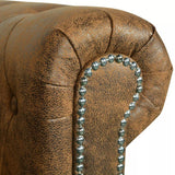 NNEVL Chesterfield Sofa 3-Seater Artificial Leather Brown