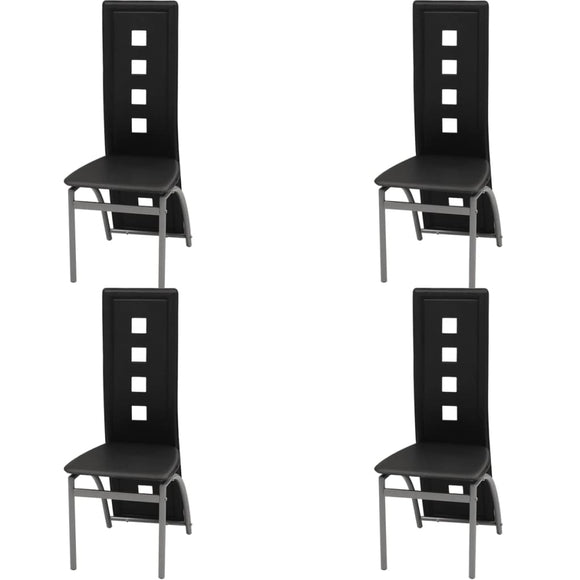 NNEVL Dining Chairs 4 pcs Black Faux Leather
