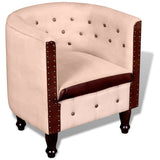 NNEVL Tub Chair Beige Real Leather and Canvas