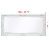 NNEVL Wall Mirror Baroque Style 100x50 cm White