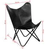 NNEVL Butterfly Chair Black Real Leather