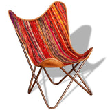 NNEVL Butterfly Chair Multicolour Chindi Fabric