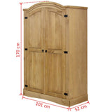 NNEVL Wardrobe Mexican Pine Corona Range 2 Doors