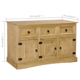 NNEVL Sideboard Solid Mexican Pinewood Corona Range 132x43x78 cm