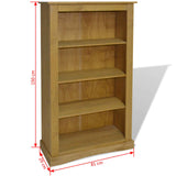NNEVL 4-Tier Bookcase Mexican Pine Corona Range 81x29x150 cm