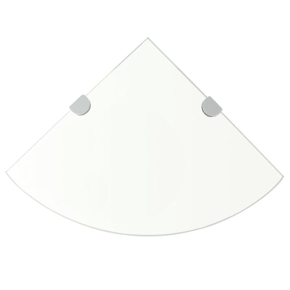 NNEVL Corner Shelf with Chrome Supports Glass Clear 35x35 cm