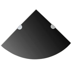 NNEVL Corner Shelf with Chrome Supports Glass Black 25x25 cm