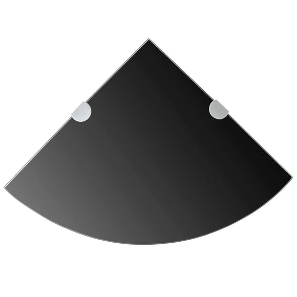 NNEVL Corner Shelf with Chrome Supports Glass Black 25x25 cm