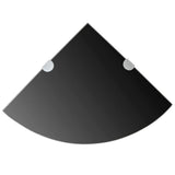 NNEVL Corner Shelf with Chrome Supports Glass Black 25x25 cm