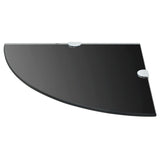 NNEVL Corner Shelf with Chrome Supports Glass Black 25x25 cm