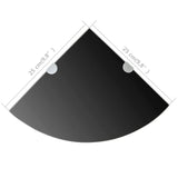 NNEVL Corner Shelf with Chrome Supports Glass Black 25x25 cm