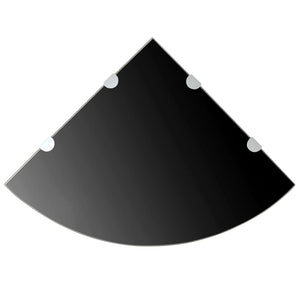 NNEVL Corner Shelf with Chrome Supports Glass Black 45x45 cm