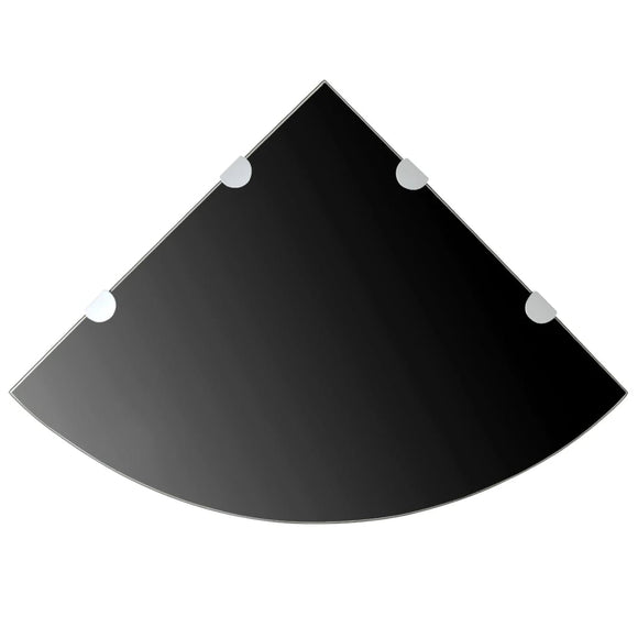 NNEVL Corner Shelf with Chrome Supports Glass Black 45x45 cm