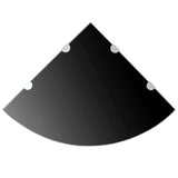 NNEVL Corner Shelf with Chrome Supports Glass Black 45x45 cm