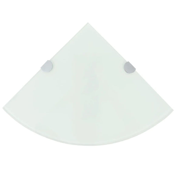 NNEVL Corner Shelf with Chrome Supports Glass White 35x35 cm