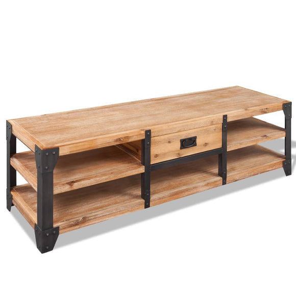 NNEVL TV Stand Solid Acacia Wood 140x40x45 cm