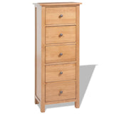 NNEVL Tallboy Chest of Drawers 45x32x115 cm Solid Oak Wood