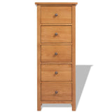 NNEVL Tallboy Chest of Drawers 45x32x115 cm Solid Oak Wood