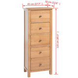 NNEVL Tallboy Chest of Drawers 45x32x115 cm Solid Oak Wood
