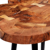 NNEVL Log Bar Table Solid Acacia Wood 90x60x110 cm