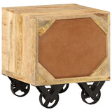 NNEVL Side Table with Drawer Wheels Mango Wood 40x40x45 cm