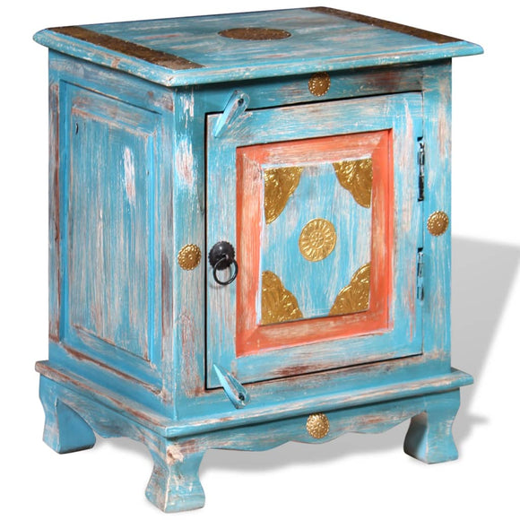 NNEVL Nightstand Solid Mango Wood Blue