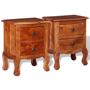 NNEVL Nightstands with Drawers 2 pcs Solid Acacia Wood