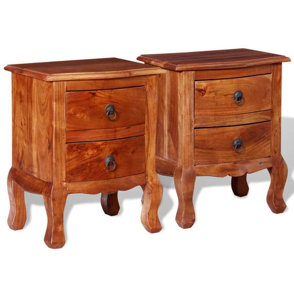 NNEVL Nightstands with Drawers 2 pcs Solid Acacia Wood