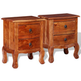 NNEVL Nightstands with Drawers 2 pcs Solid Acacia Wood