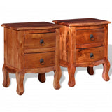 NNEVL Nightstands with Drawers 2 pcs Solid Acacia Wood