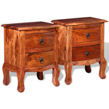 NNEVL Nightstands with Drawers 2 pcs Solid Acacia Wood