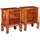 NNEVL Nightstands with Drawers 2 pcs Solid Acacia Wood