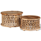 NNEVL Two Piece Coffee Table Set Solid Mango Wood
