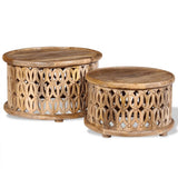 NNEVL Two Piece Coffee Table Set Solid Mango Wood