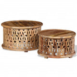 NNEVL Two Piece Coffee Table Set Solid Mango Wood