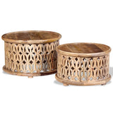 NNEVL Two Piece Coffee Table Set Solid Mango Wood