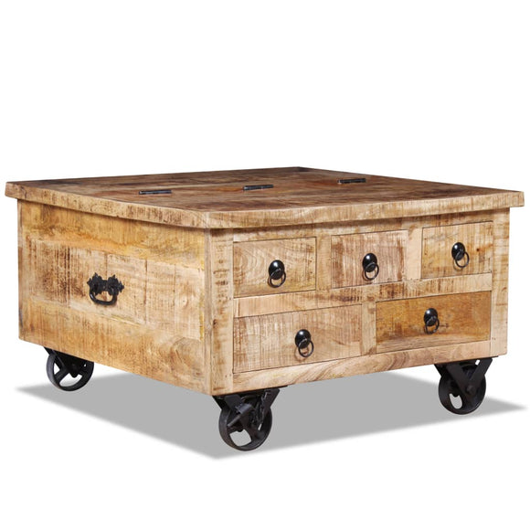 NNEVL Coffee Table Rough Mango Wood 70x70x40 cm