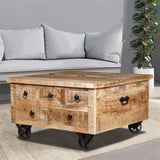 NNEVL Coffee Table Rough Mango Wood 70x70x40 cm