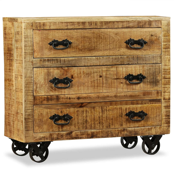 NNEVL Sideboard with 3 Drawers Rough Mango Wood