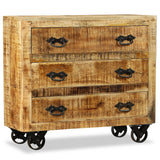 NNEVL Sideboard with 3 Drawers Rough Mango Wood