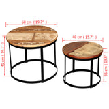 NNEVL Coffee Table Set 2 Pieces Solid Reclaimed Wood Round 40/50cm