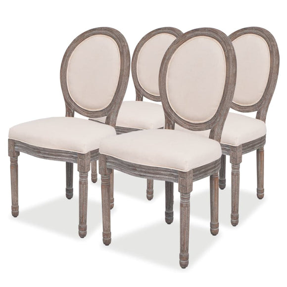 NNEVL Dining Chairs 4 pcs Cream Fabric