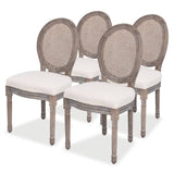NNEVL Dining Chairs 4 pcs Cream Fabric