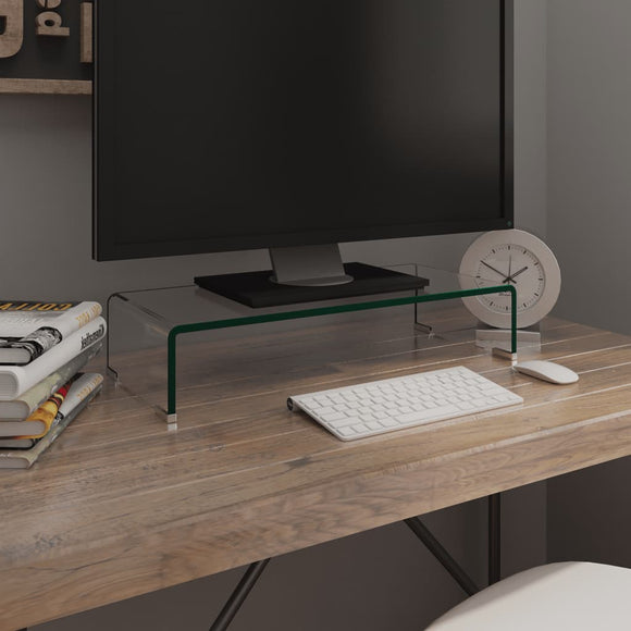 NNEVL TV Stand/Monitor Riser Glass Clear 60x25x11 cm
