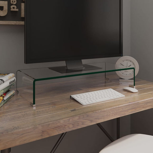 NNEVL TV Stand/Monitor Riser Glass Clear 70x30x13 cm
